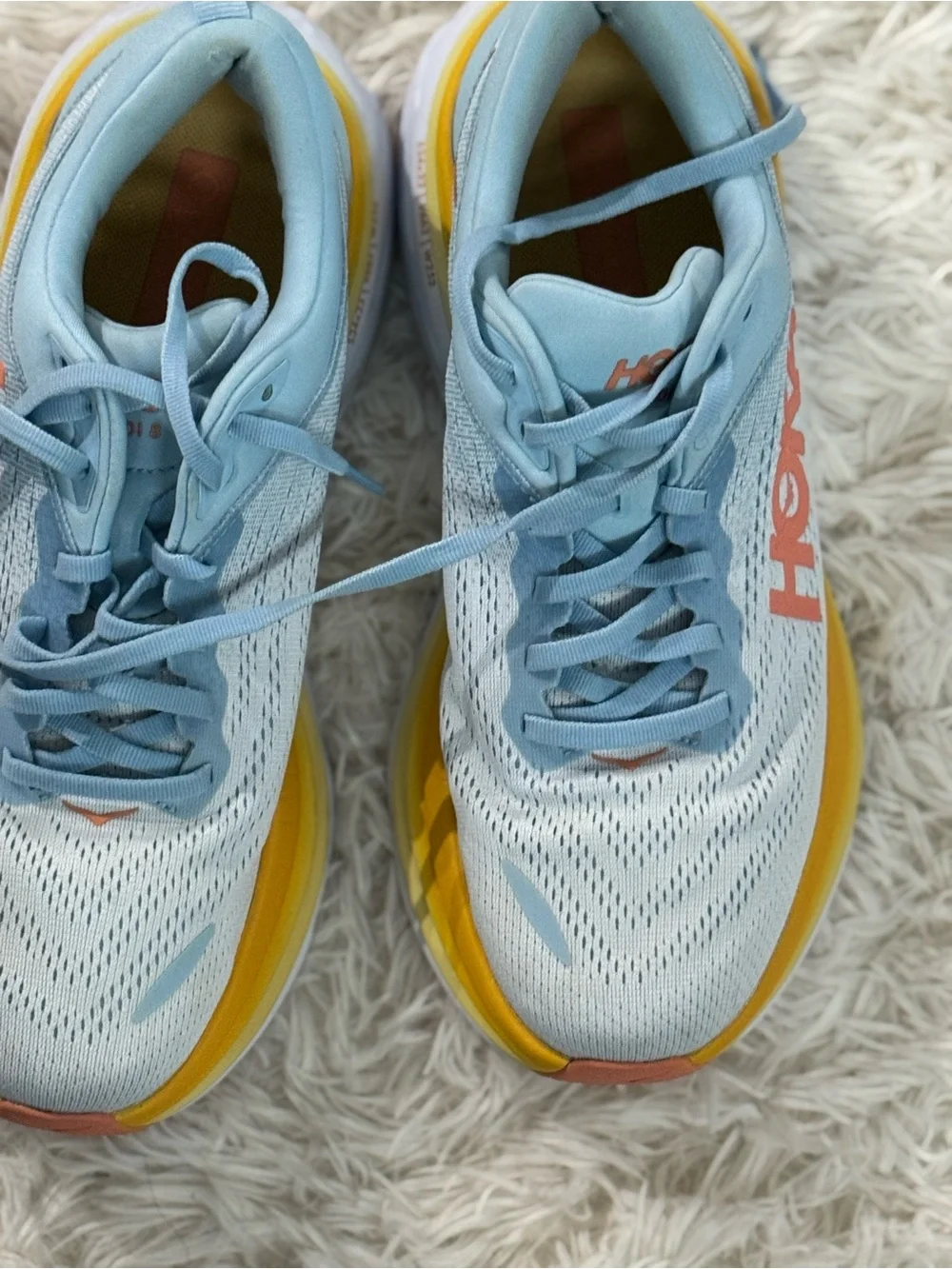 Hoka Women's Light Blue, Yellow & Coral Running Shoes size 9.5B - Picture 1 of 8